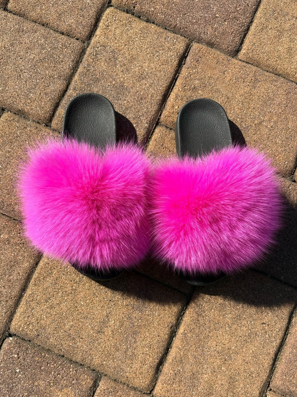 Hot Pink Fur Slides - Women’s Size 10